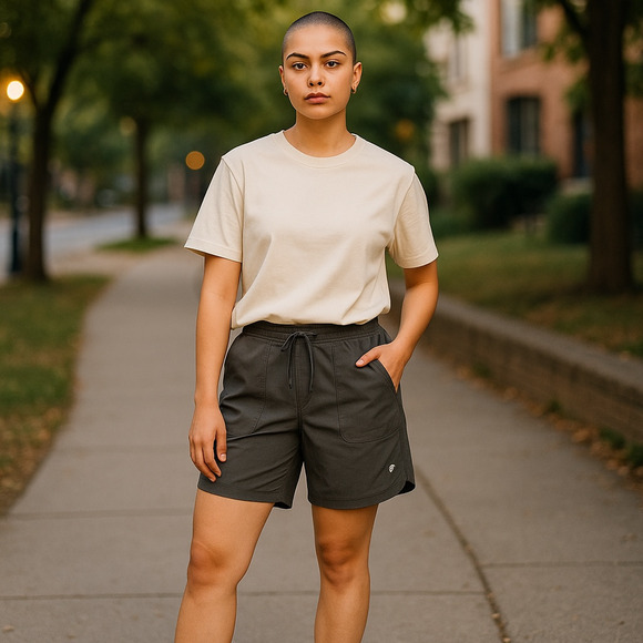 Free Country Shorts Womens Medium Grey Swim Trunks Boardshorts UPF Quick Dry NEW - Picture 5 of 16